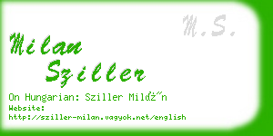 milan sziller business card